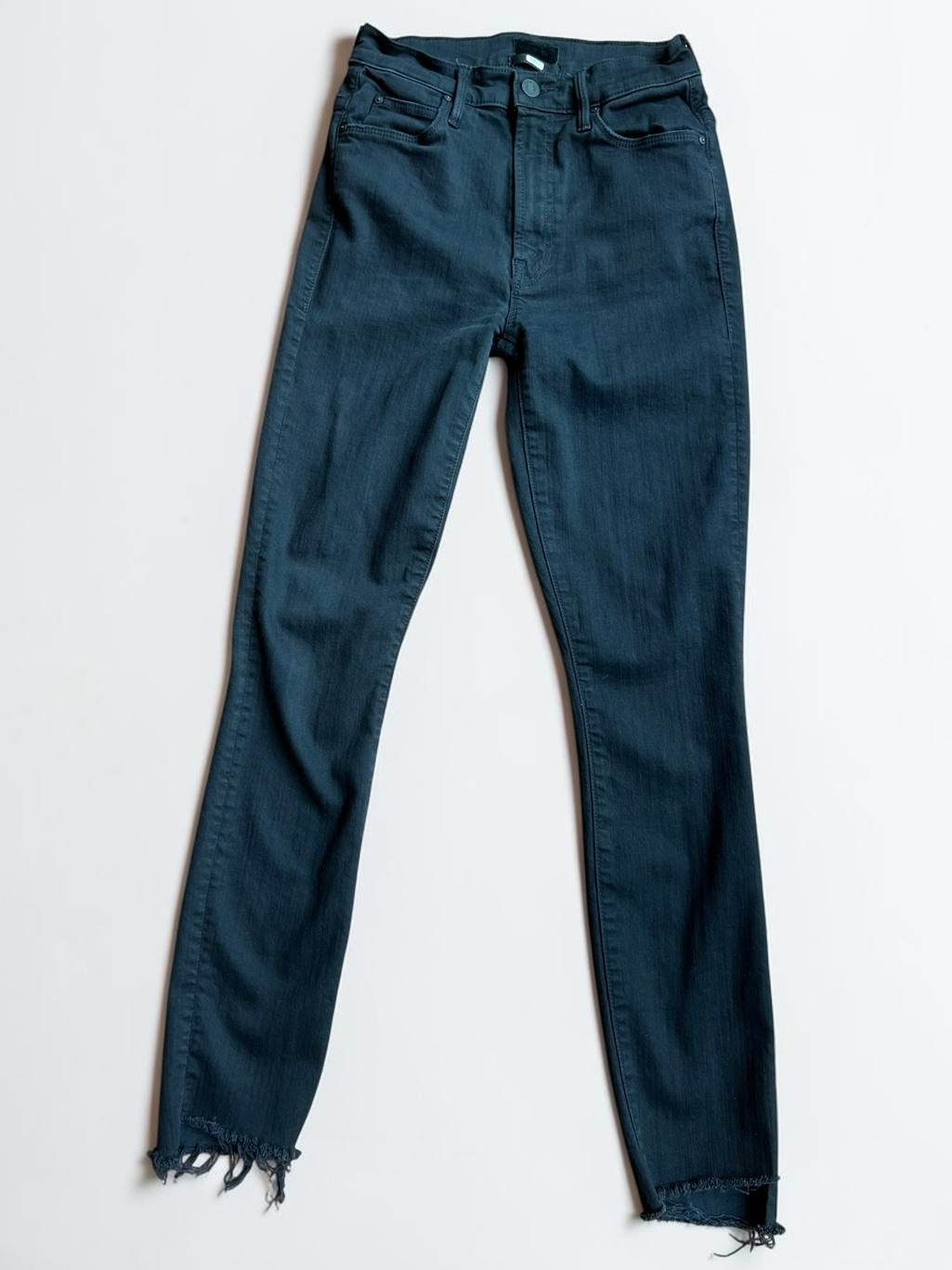 Mother The Stunner Zip Ankle Step Fray Jeans Not Guilty Black Size 24